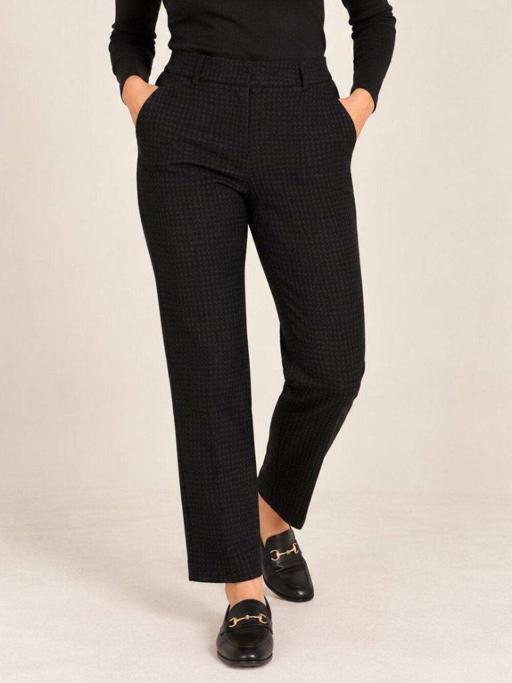 REITMANS Black Geometric Pattern Straight Leg Stretch Pants Size 10P